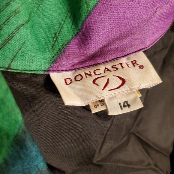 Vintage Doncaster Blue Purple Abstract Dress SZ 14 Mod Art to wear Swing - Picture 7 of 10